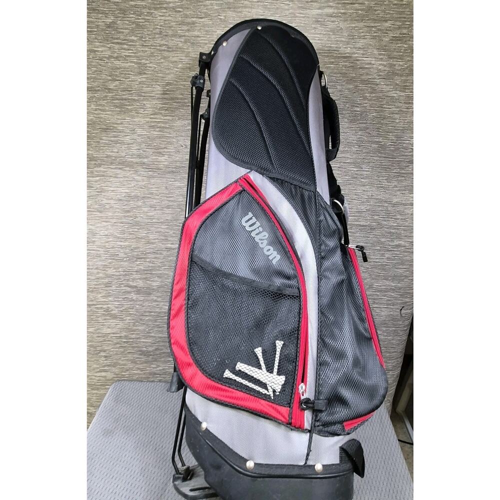 Wilson Profile Golf Stand Bag Mens Black Red Gray 7-Way Divider Carry Strap - Picture 2 of 8